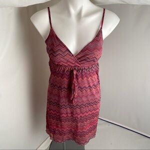 Sweet Pea by Staci Frati multicolor purple magenta pink mesh tunic or dress M